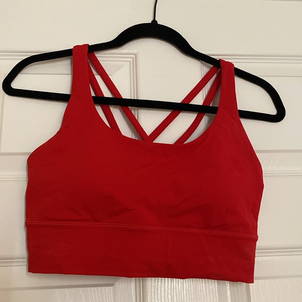 lululemon Energy Longline Bra - Medium Support, B–D Cups - size 8, Dark Red